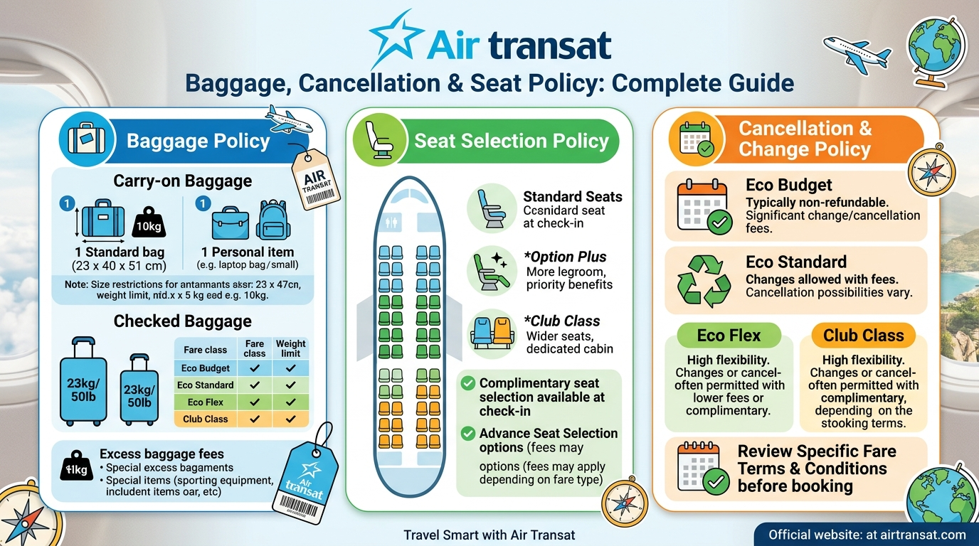 Air Transat Baggage, Cancellation & Seat Policy: Complete Guide