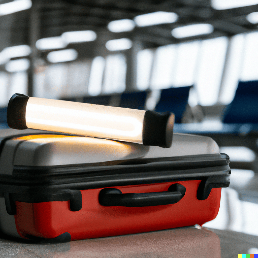 Photo Of A Flashlight Sitting On Suitcase At The Airport Check In Security Checkpoint